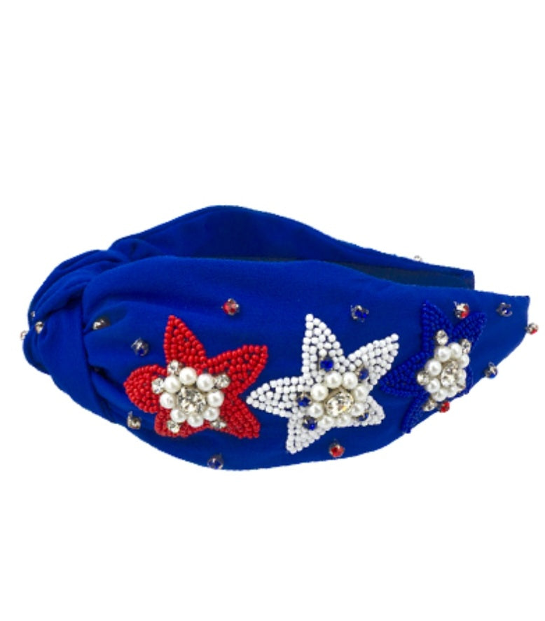 Beaded Stars Headband in Royal
